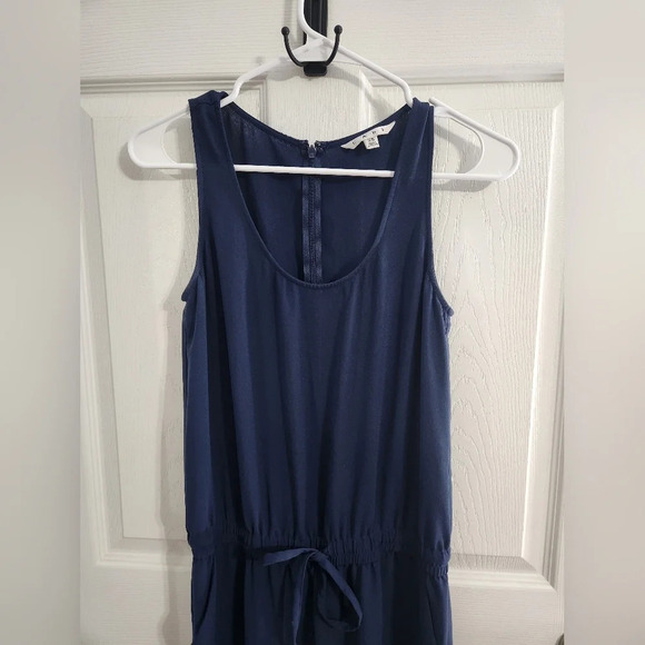 Cabi navy blue french chiffron jumpsuit #303 pockets size xs - Picture 8 of 11